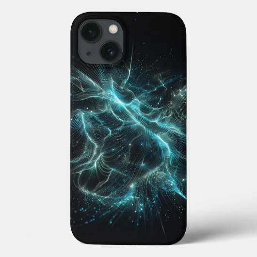 Electric Teal Digital Grid Phone Case - Wavy Fiber Case-Mate iPhoneケース (裏面)