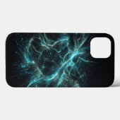 Electric Teal Digital Grid Phone Case - Wavy Fiber Case-Mate iPhoneケース (裏面 (横))