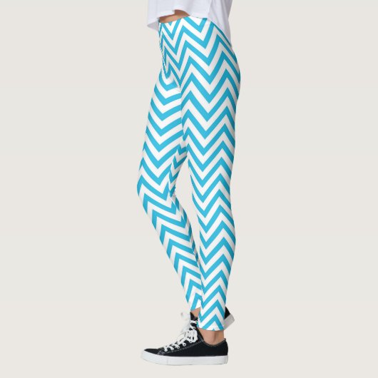 Electric Tide: Blue & White Chevron Leggings レギンス (左)
