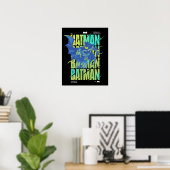 Electric Up Batman Running Through Typography ポスター (ホームオフィス)