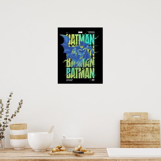 Electric Up Batman Running Through Typography ポスター (キッチン)