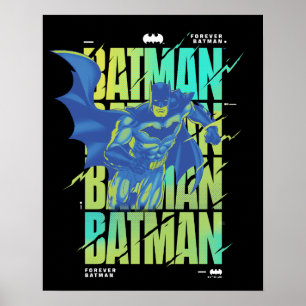 Electric Up Batman Running Through Typography ポスター