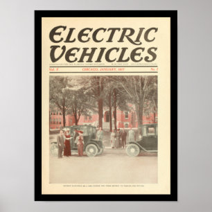 Electric Vehicles Motor Cars Vintage ポスター
