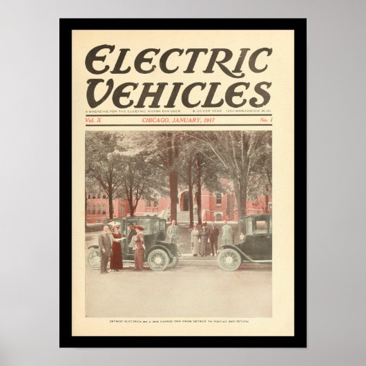 Electric Vehicles Motor Cars Vintage ポスター (正面)