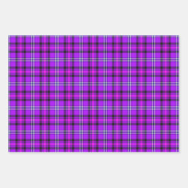 Electric Violet and Fuchsia Plaid Purple ラッピングペーパーシート