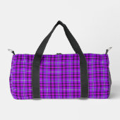 Electric Violet and Fuchsia Plaid Purple Pink ダッフルバッグ (正面)