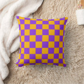 Electric Violet and Golden Amber Checkerboard クッション (ブランケット)