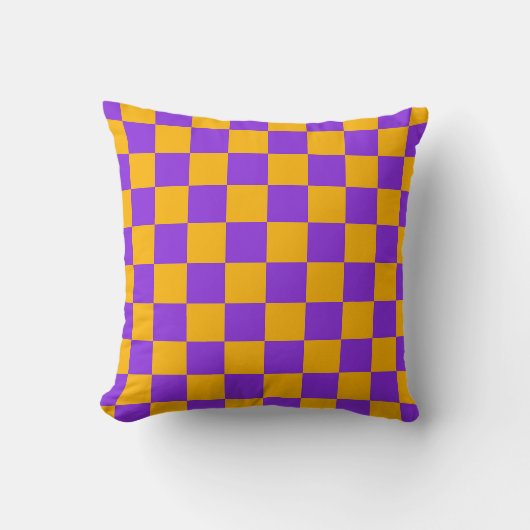 Electric Violet and Golden Amber Checkerboard クッション (正面)