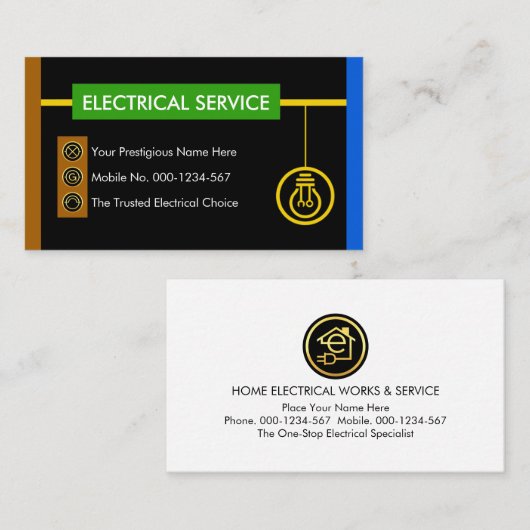 Electric Wire Bulb Colors Electricity 名刺 (正面/裏面)