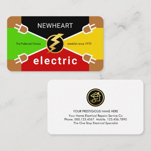 Electric Wire Colors Plug Connection 名刺 (正面/裏面)