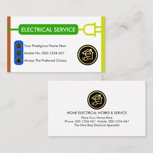 Electric Wire Plug Colors Electricity 名刺 (正面/裏面)