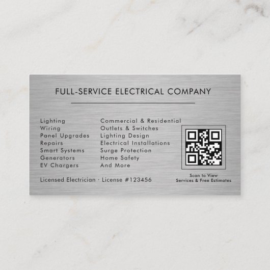 Electrical Company QR Code Professional 名刺 (裏面)