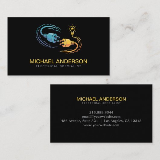 Electrical Contractor Electrician Professional 名刺 (正面/裏面)