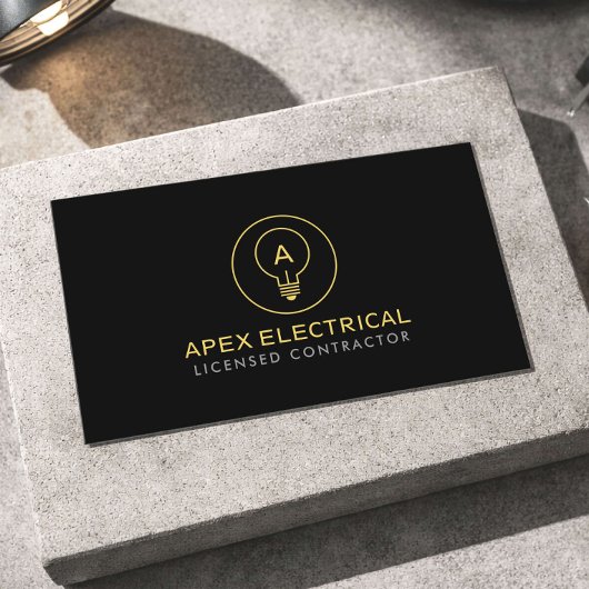 Electrical Contractor Light Bulb Logo Black 名刺