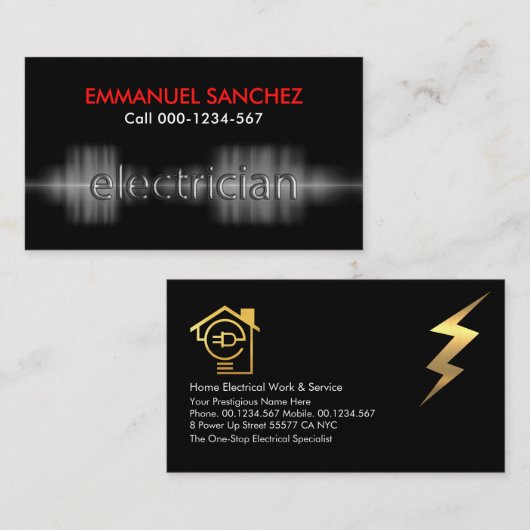 Electrical Current Powers Electrician 名刺 (正面/裏面)