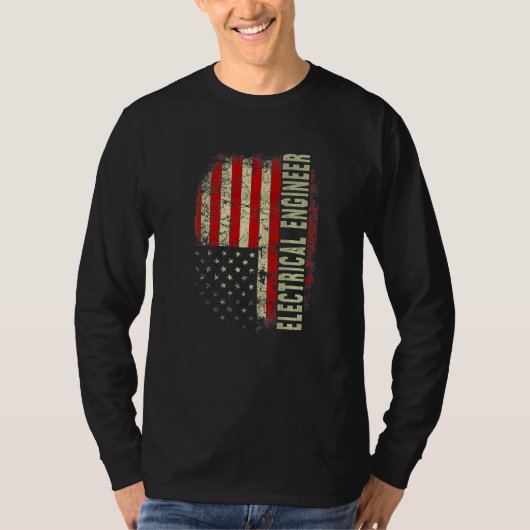 Electrical Engineer 4th July US Flag Patriotic Eng Tシャツ (正面)
