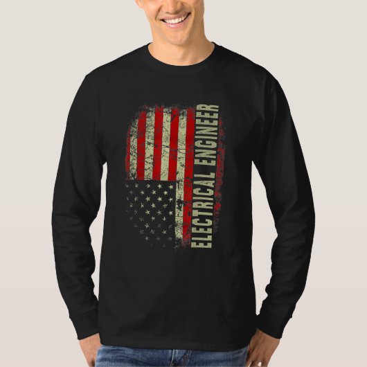Electrical Engineer 4th July US Flag Patriotic Eng Tシャツ (正面)
