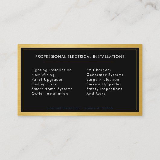 Electrical Installation Electrician Metallic 名刺 (裏面)