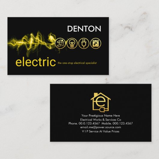 Electrical Lightning Powers Electric Icons 名刺 (正面/裏面)