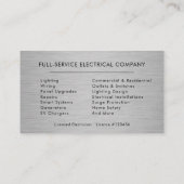 Electrical Services Electrician Silver Metallic 名刺 (裏面)