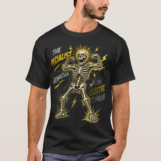 Electrical Technician Skeleton Flexing Tシャツ (正面)