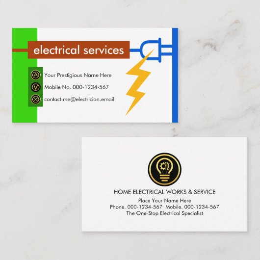 Electrical Wire Colors Power Plug 名刺 (正面/裏面)