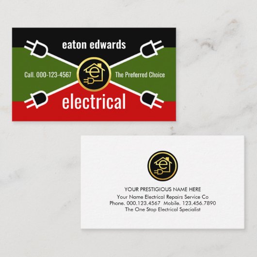Electrical Wiring Colors Power Plug 名刺 (正面/裏面)