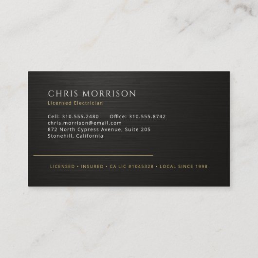 Electrician 名刺 (裏面)