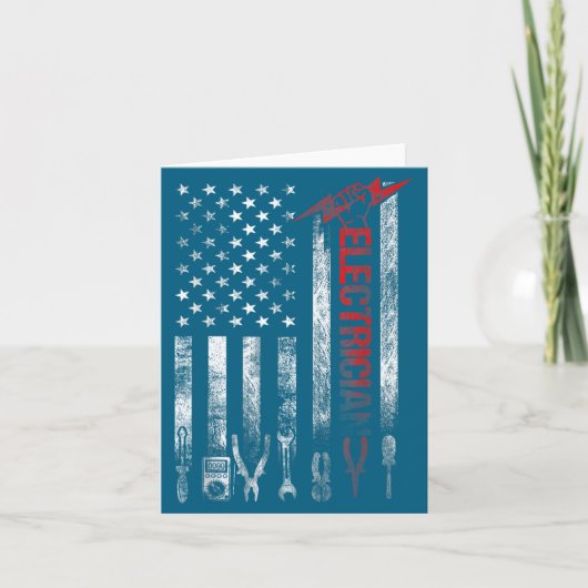 Electrician American Flag Funny Electricians Tools カード (正面)