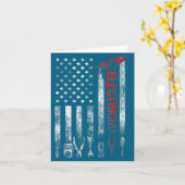 Electrician American Flag Funny Electricians Tools カード (黄色い花)