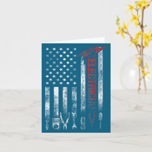 Electrician American Flag Funny Electricians Tools カード (黄色い花)
