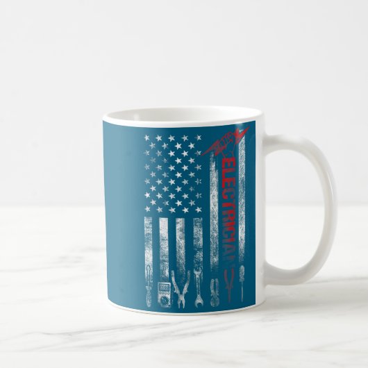 Electrician American Flag Funny Electricians Tools コーヒーマグカップ (右)