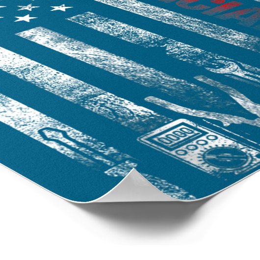 Electrician American Flag Funny Electricians Tools ポスター (角)