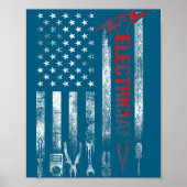 Electrician American Flag Funny Electricians Tools ポスター (正面)