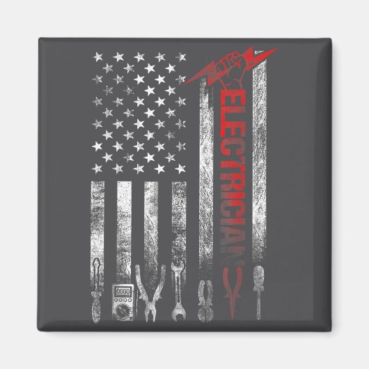 Electrician American Flag Funny Electricians Tools マグネット (正面)