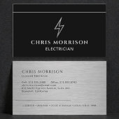 Electrician Black Silver Metallic Contractor 名刺