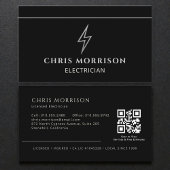 Electrician Black & Silver Professional QR Code 名刺