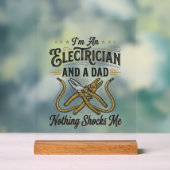 Electrician Dad Nothing Shocks Me Vintage Shirt De アクリルサイン (ニュートラル)