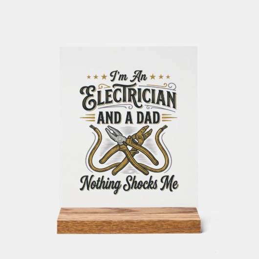 Electrician Dad Nothing Shocks Me Vintage Shirt De アクリルサイン (正面)