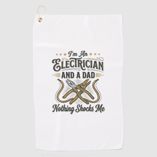 Electrician Dad Nothing Shocks Me Vintage Shirt De ゴルフタオル (正面)