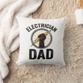Electrician Dad Vintage Engraving Vector Shirt Des クッション (ブランケット)
