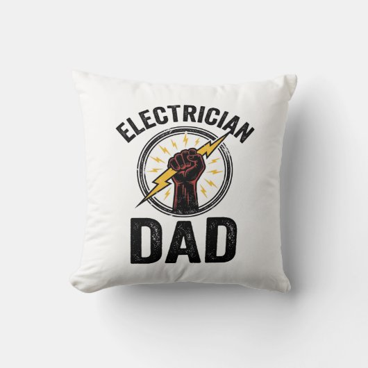 Electrician Dad Vintage Engraving Vector Shirt Des クッション (正面)