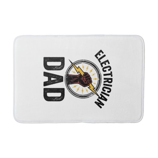 Electrician Dad Vintage Engraving Vector Shirt Des バスマット (正面)