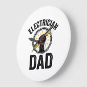 Electrician Dad Vintage Engraving Vector Shirt Des ラージ壁時計 (傾斜)