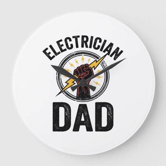 Electrician Dad Vintage Engraving Vector Shirt Des ラージ壁時計 (正面)