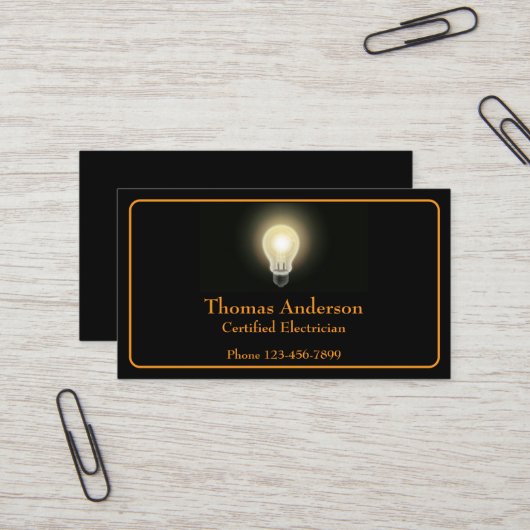 Electrician Electric Company Business Card 名刺 (正面/裏面インサイチュ)