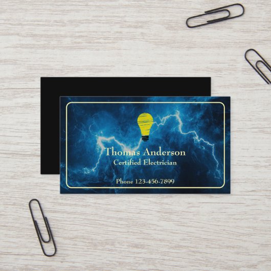 Electrician Electric Company Business Card 名刺 (正面/裏面インサイチュ)