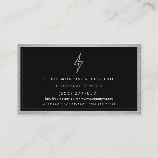 Electrician Electrical Company Silver Black 名刺 (正面)