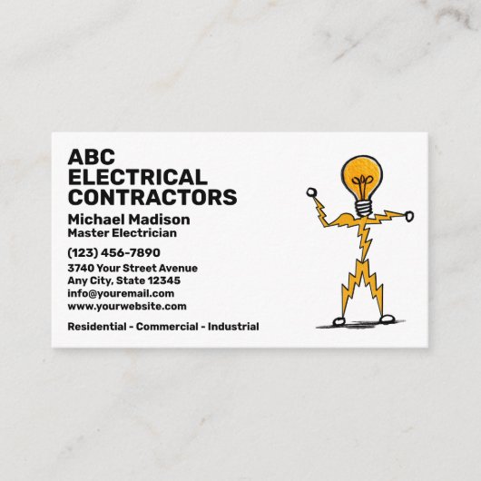 Electrician | Electrical Contractor 名刺 (正面)