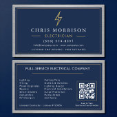 Electrician Electrical Contractor Metal QR Code 名刺